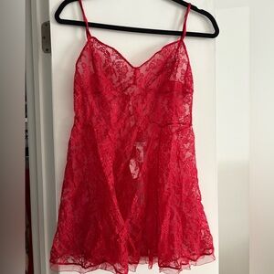 Elegant Red Lace Chemise
